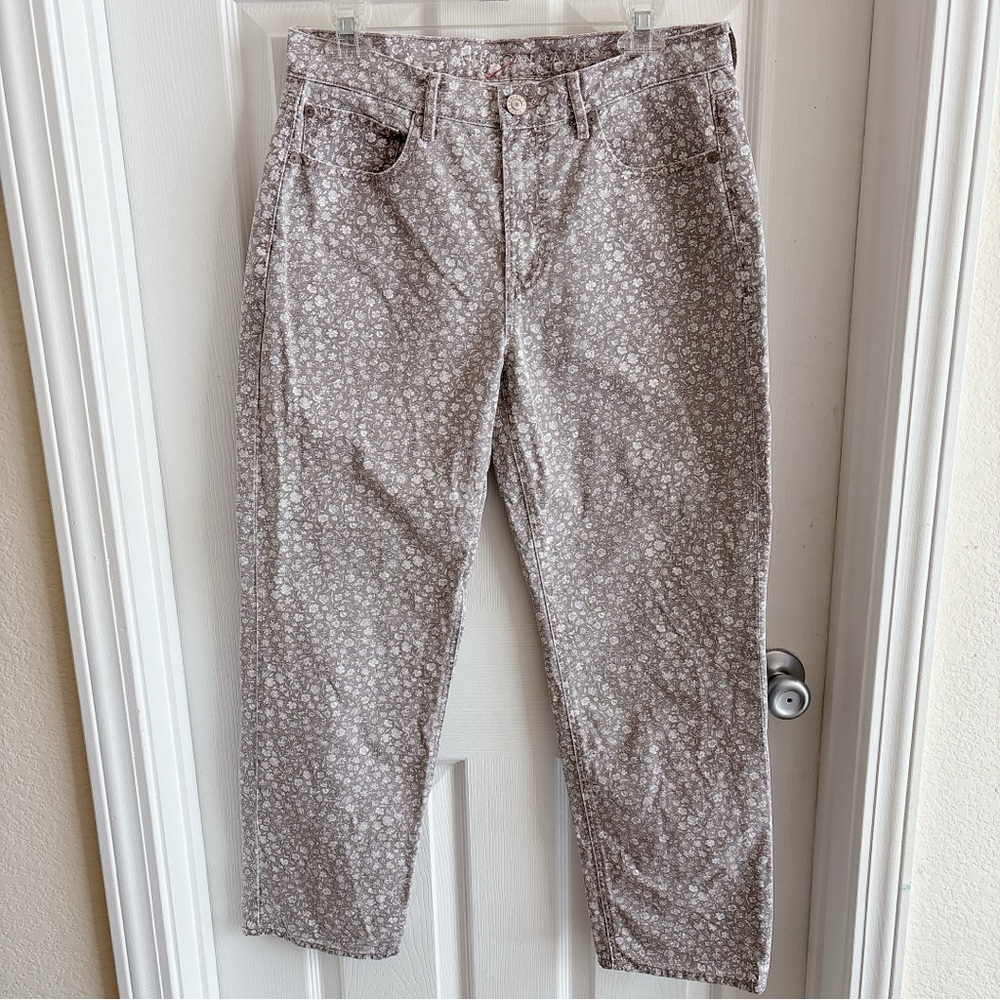 American Eagle '90s Straight Jean Floral Mom Jeans Cottagecore Ditsy Print Taupe - Picture 10 of 11